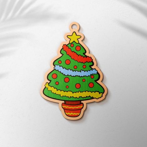 Adornos navideños infantiles SVG para corte láser - Decoraciones coloridas y creativas par