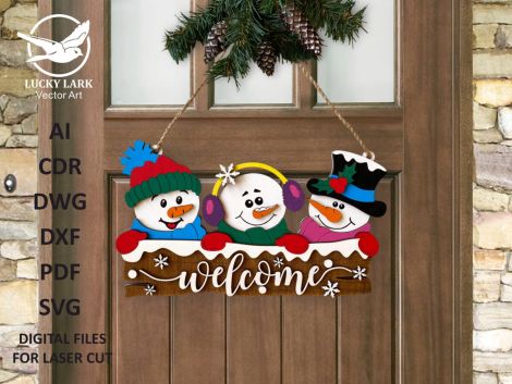 Archivo SVG para corte láser de percha navideña muñeco de nieve | Glowforge y otros lásere