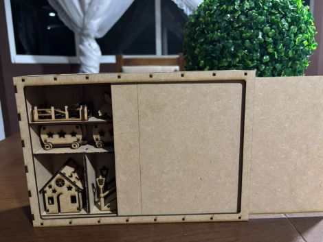 Pueblo Navideño con Tren - Archivos Cortados con Láser para Decoración Festiva