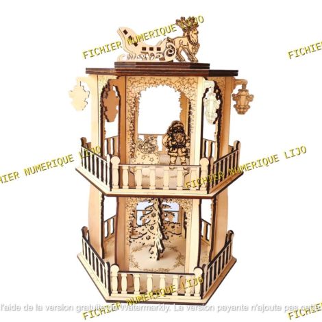Diseño DXF para Corte Láser de Kiosco Navideño - Plantilla Personalizable y Fácil de Usar