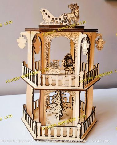 Diseño DXF para Corte Láser de Kiosco Navideño - Plantilla Personalizable y Fácil de Usar