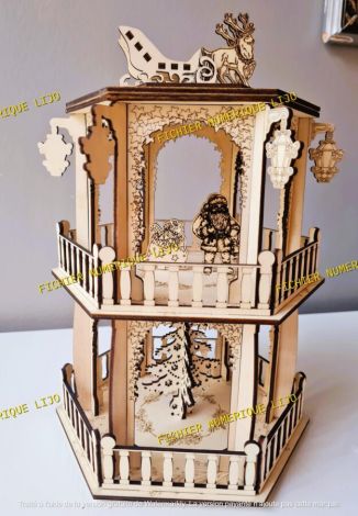Diseño DXF para Corte Láser de Kiosco Navideño - Plantilla Personalizable y Fácil de Usar