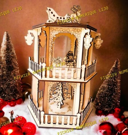 Diseño DXF para Corte Láser de Kiosco Navideño - Plantilla Personalizable y Fácil de Usar
