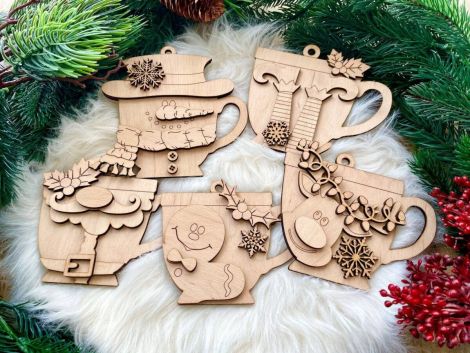 Adorno de Navidad en SVG para corte láser: titular de tarjeta y etiqueta de regalo para Gl