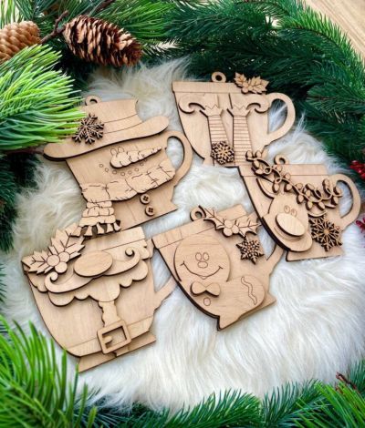 Adorno de Navidad en SVG para corte láser: titular de tarjeta y etiqueta de regalo para Gl