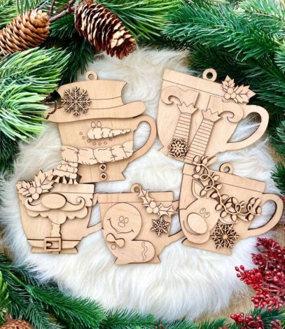 Adorno de Navidad en SVG para corte láser: titular de tarjeta y etiqueta de regalo para Gl