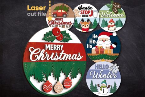 Paquete SVG Cortes Láser Navidad - Diseños de Santa, Reno y Muñeco de Nieve para Glowforge