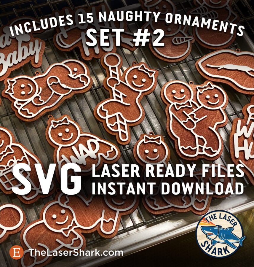 Adornos navideños traviesos de pan de jengibre - Archivos SVG para corte láser Glowforge