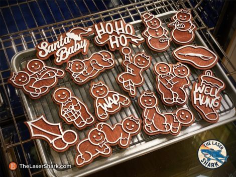 Adornos navideños traviesos de pan de jengibre - Archivos SVG para corte láser Glowforge