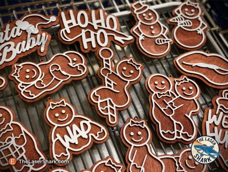 Adornos navideños traviesos de pan de jengibre - Archivos SVG para corte láser Glowforge
