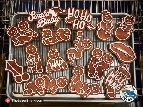 Adornos navideños traviesos de pan de jengibre - Archivos SVG para corte láser Glowforge