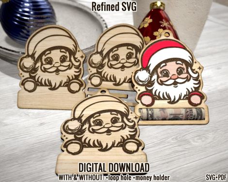 Titular de Dinero de Navidad SVG - 3 Clips de Efectivo de Reno y Elfo para Decoraciones Fe