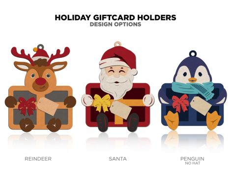 Tarjeta de Regalo Navideña - 5 Diseños de Personajes Únicos en SVG, PDF y AI para Corte Lá