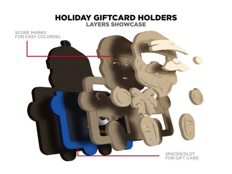 Tarjeta de Regalo Navideña - 5 Diseños de Personajes Únicos en SVG, PDF y AI para Corte Lá