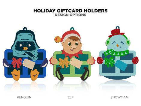 Tarjeta de Regalo Navideña - 5 Diseños de Personajes Únicos en SVG, PDF y AI para Corte Lá