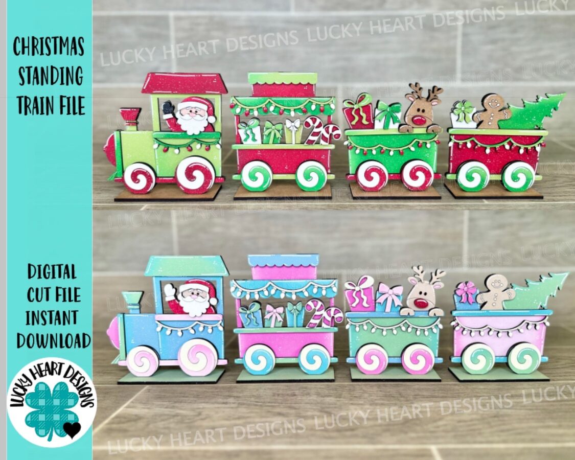 SVG Navidad Tren Corte Láser: Santa, Rudolph y Pan de Jengibre para Glowforge