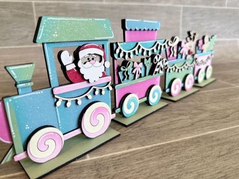 SVG Navidad Tren Corte Láser: Santa, Rudolph y Pan de Jengibre para Glowforge