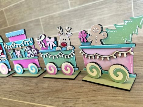 SVG Navidad Tren Corte Láser: Santa, Rudolph y Pan de Jengibre para Glowforge