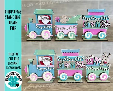 SVG Navidad Tren Corte Láser: Santa, Rudolph y Pan de Jengibre para Glowforge