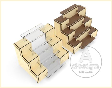 Estantes de exhibición cortados con láser - Archivo SVG para Glowforge en 3 tamaños para r