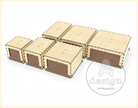 Cajas de Almacenamiento SVG para Corte Láser – Pack de 6 Cajas con Tapa Abatible y Diseño