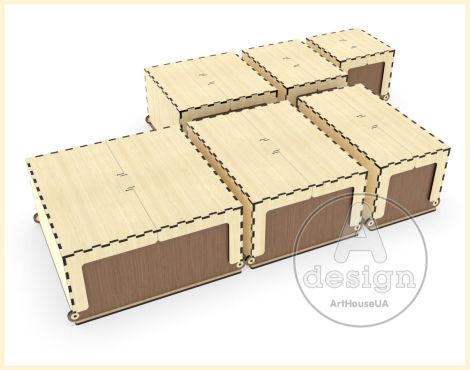 Cajas de Almacenamiento SVG para Corte Láser – Pack de 6 Cajas con Tapa Abatible y Diseño