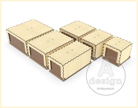 Cajas de Almacenamiento SVG para Corte Láser – Pack de 6 Cajas con Tapa Abatible y Diseño