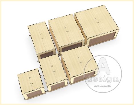 Cajas de Almacenamiento SVG para Corte Láser – Pack de 6 Cajas con Tapa Abatible y Diseño