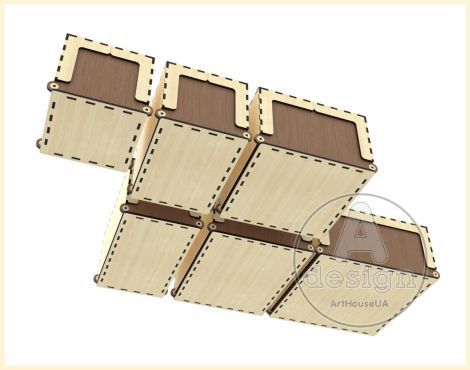 Cajas de Almacenamiento SVG para Corte Láser – Pack de 6 Cajas con Tapa Abatible y Diseño