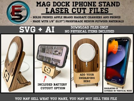 Archivos de Corte Láser SVG y Ai para Mag Dock de iPhone - Descarga Instantánea y Personal