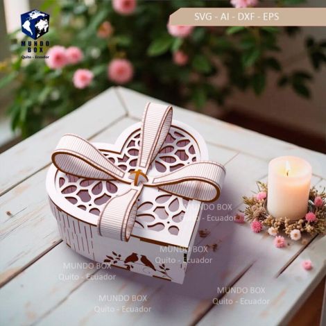 Diseño de Caja Corazón para Corte Láser - Regalo de Amor para San Valentín en Madera de 3m