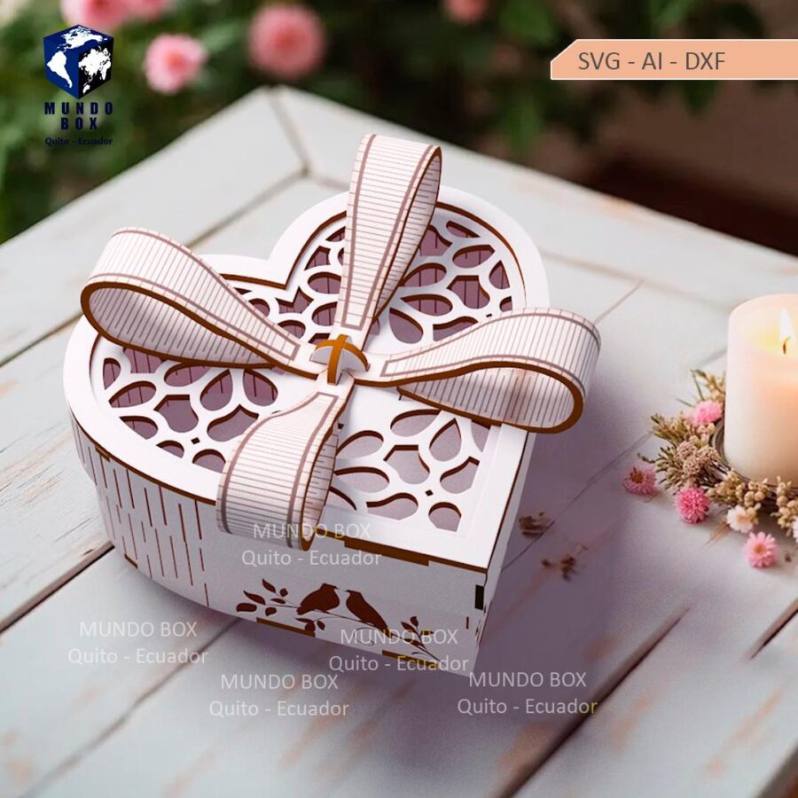 Diseño de Caja Corazón para Corte Láser - Regalo de Amor para San Valentín en Madera de 3m