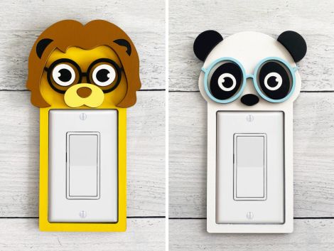 Paquete de decoración de interruptores de luz: 15 diseños de animales, archivos SVG, PDF y