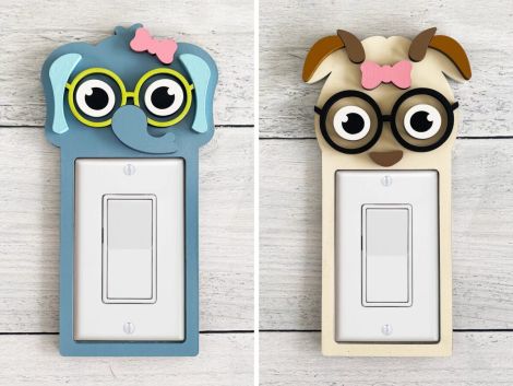 Paquete de decoración de interruptores de luz: 15 diseños de animales, archivos SVG, PDF y