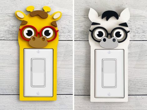 Paquete de decoración de interruptores de luz: 15 diseños de animales, archivos SVG, PDF y