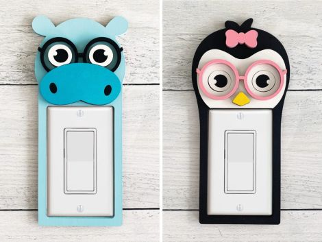 Paquete de decoración de interruptores de luz: 15 diseños de animales, archivos SVG, PDF y