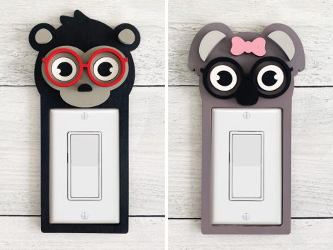 Paquete de decoración de interruptores de luz: 15 diseños de animales, archivos SVG, PDF y