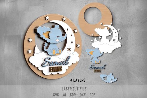Paquete SVG de letreros de nombres para bebés - Archivos de corte láser Glowforge: Luna, N