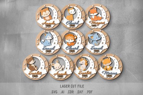 Paquete SVG de letreros de nombres para bebés - Archivos de corte láser Glowforge: Luna, N