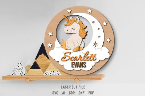 Paquete SVG de letreros de nombres para bebés - Archivos de corte láser Glowforge: Luna, N