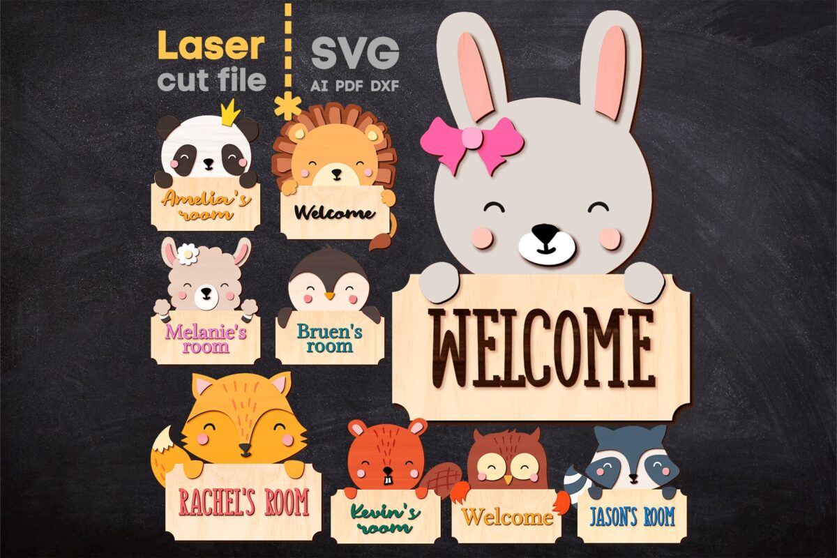 Paquete SVG Signo de Nombre de Bebé para Corte Láser Glowforge - Descarga Instantánea