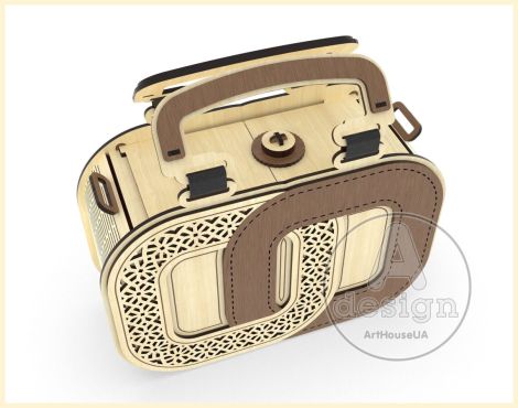 Bolso de madera vectorial SVG para corte láser - Diseño de mano y hombro, Archivo 95