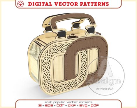 Bolso de madera vectorial SVG para corte láser - Diseño de mano y hombro, Archivo 95