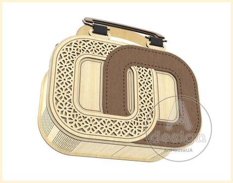 Bolso de madera vectorial SVG para corte láser - Diseño de mano y hombro, Archivo 95