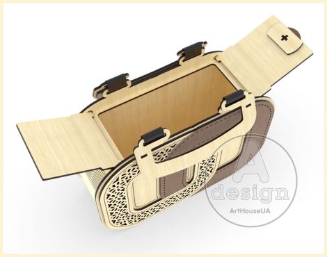 Bolso de madera vectorial SVG para corte láser - Diseño de mano y hombro, Archivo 95