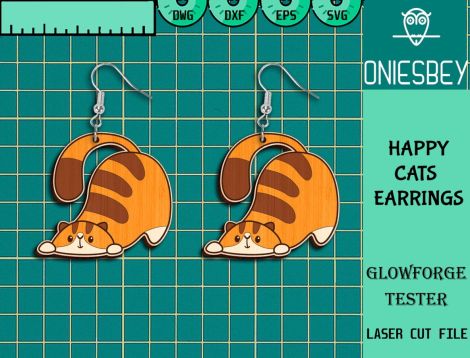 Pendientes de Gato Divertidos SVG - Bundle de Archivos de Corte Láser para Glowforge y Cri