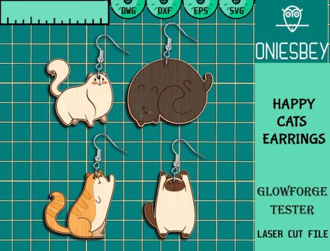 Pendientes de Gato Divertidos SVG - Bundle de Archivos de Corte Láser para Glowforge y Cri