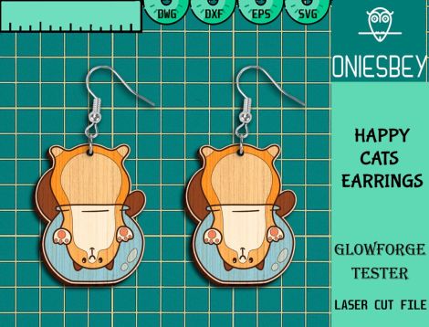 Pendientes de Gato Divertidos SVG - Bundle de Archivos de Corte Láser para Glowforge y Cri