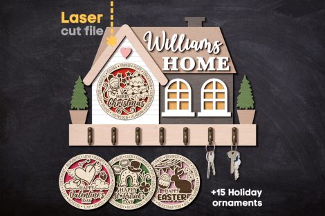 Paquete de llaveros SVG para corte láser: adornos navideños e intercambiables - Descarga i