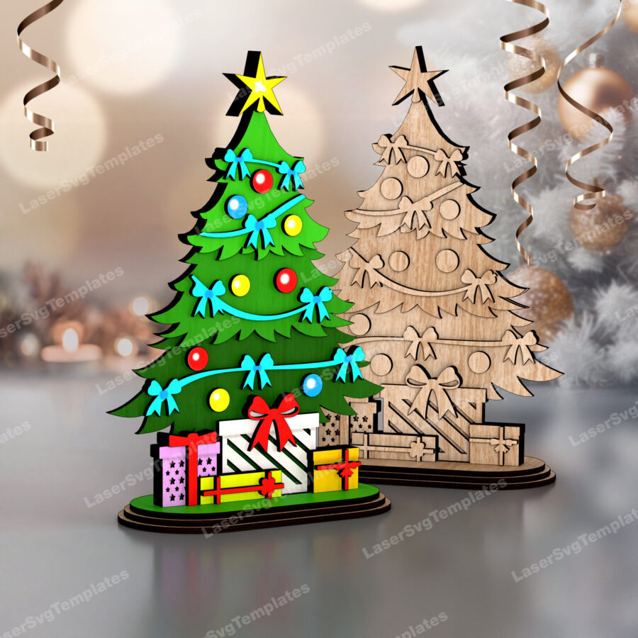 Plantilla SVG de Árbol de Navidad Cortado con Láser para Glowforge y Cricut - Decoración D